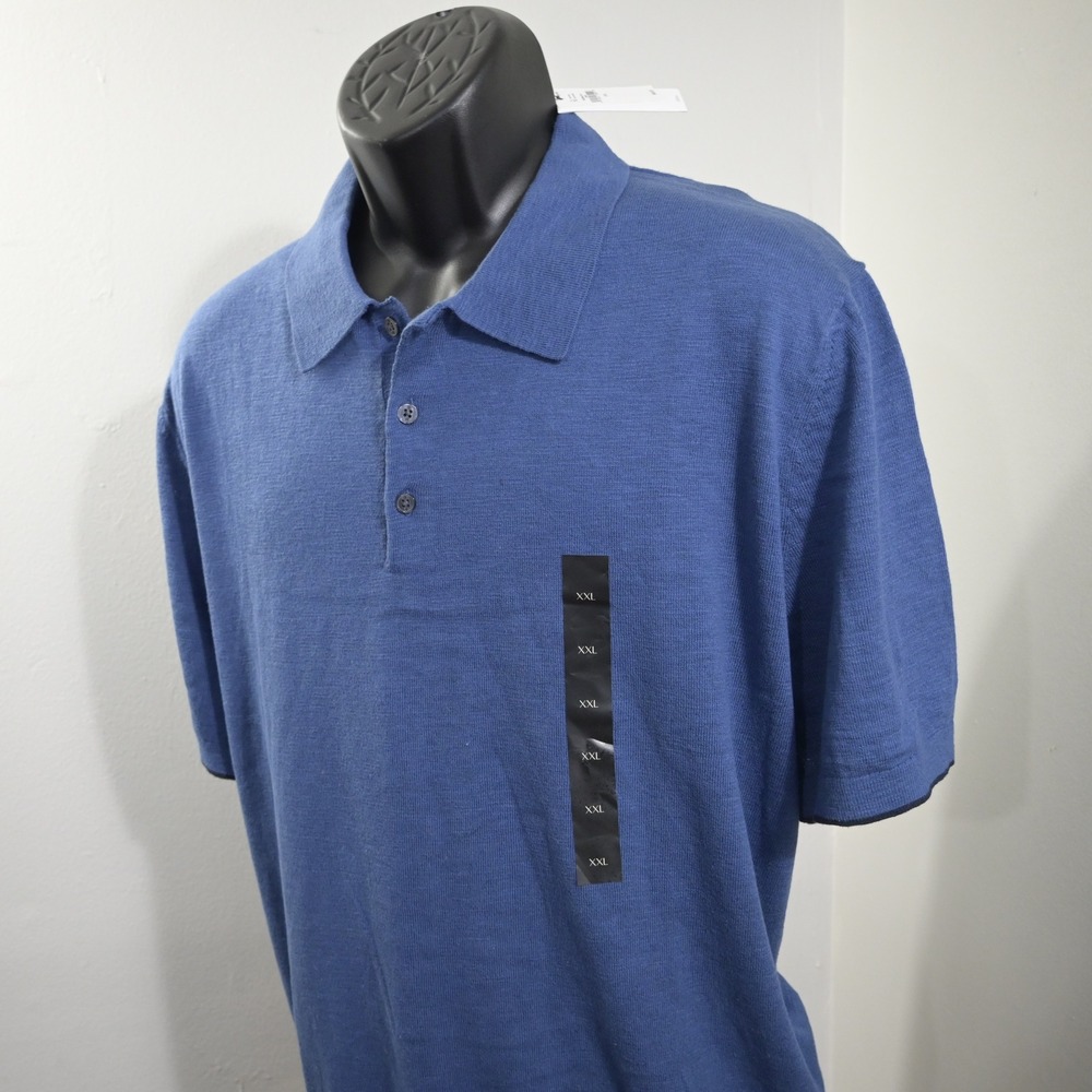 Banana Republic Golf Polo Mens XXL NEW Blue Short Sleeve 100% Organic Cotton